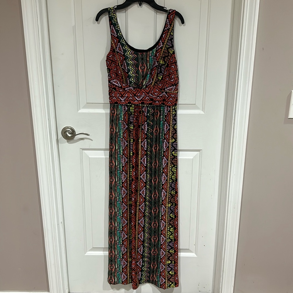 Cable & Gauge sz S colorful patterned stretchy tank maxi dress GUC BPUR